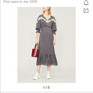 Sandro Marceau Floral Embroidered Lace Midi Dress